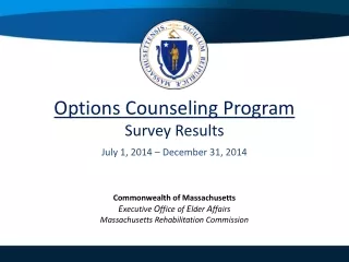 Options Counseling Program Survey Results July 1, 2014 – December 31, 2014