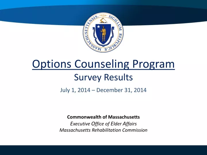 options counseling program survey results july