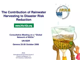 The Contribution of Rainwater Harvesting to Disaster Risk Reduction