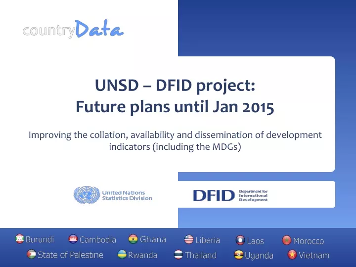 unsd dfid project future plans until jan 2015
