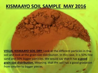 KISMAAYO SOIL SAMPLE  MAY 2016
