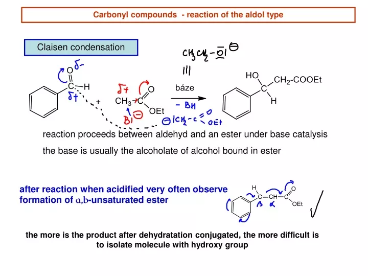 carbonyl compounds reaction of the aldol type