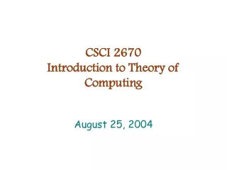 CSCI 2670 Introduction to Theory of Computing