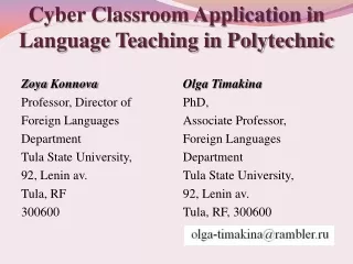 Cyber Classroom Application in Language Teaching in Polytechnic