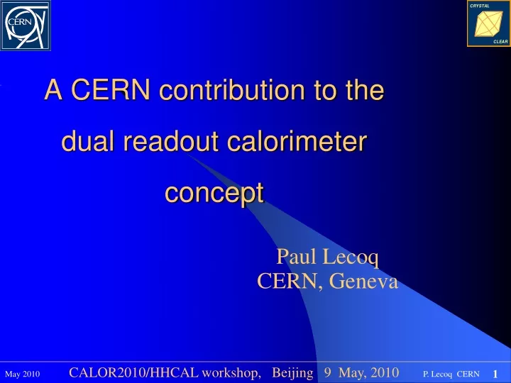 a cern contribution to the dual readout calorimeter concept