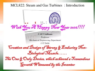 MCL822: Steam and Gas Turbines  : Introduction
