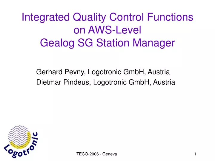 integrated quality control functions on aws level gealog sg station manager