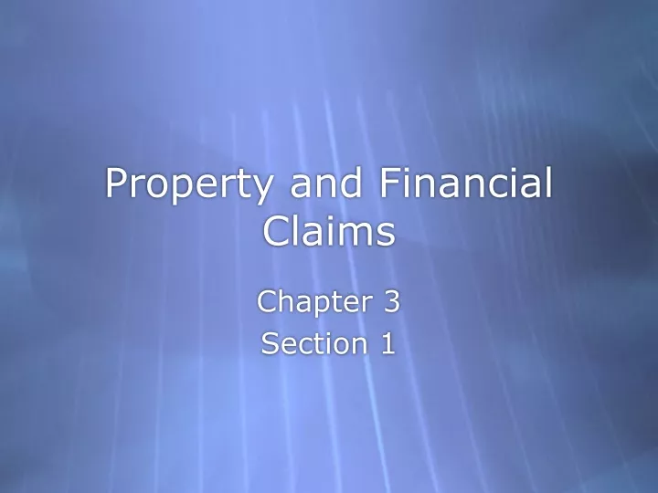 property and financial claims