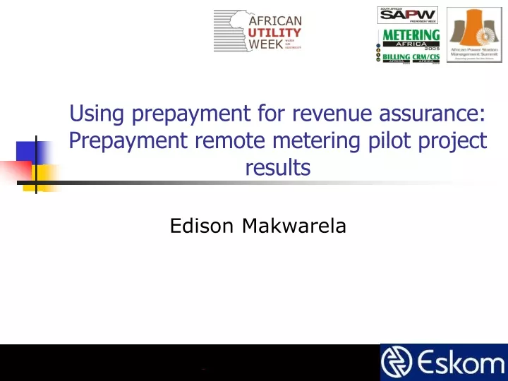 using prepayment for revenue assurance prepayment remote metering pilot project results