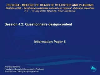 Session 4.2:  Questionnaire design/content Information Paper 5 	Andreas Demmke