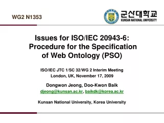 Issues for ISO/IEC 20943-6:  Procedure for the Specification  of Web Ontology (PSO)