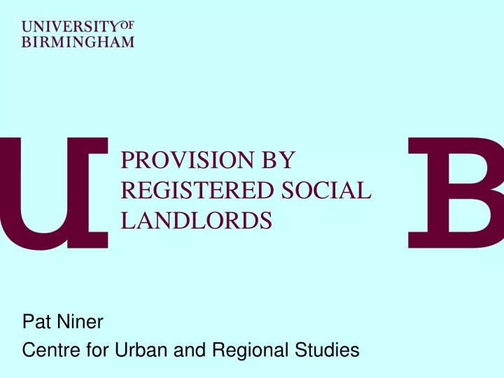 provision by registered social landlords