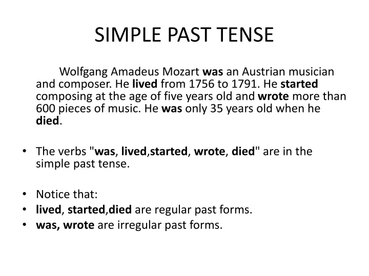 Past Simple There are two types of verbs: regular and irregular - ppt video  online download