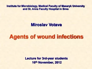 Miroslav Votava Agents of wound infections  Lecture for 3rd-year students 16 th  November, 20 1 2
