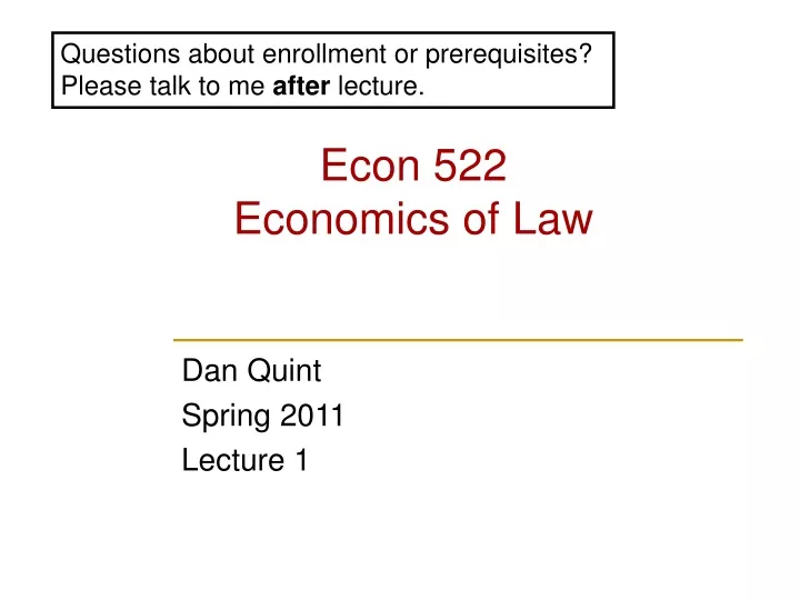 econ 522 economics of law