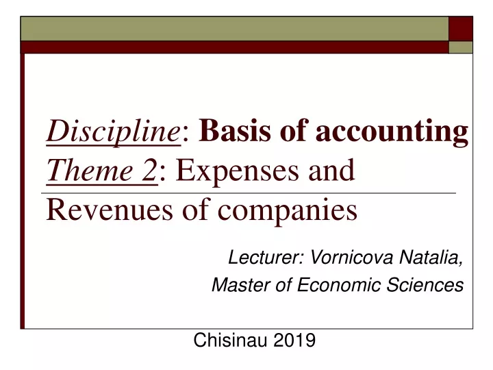 d iscipline basis of accounting theme 2 expenses and revenues of companies