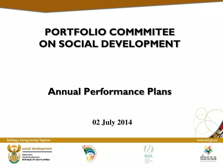 portfolio commmitee on social development annual performance plans