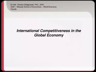 International Competitiveness in the Global Economy