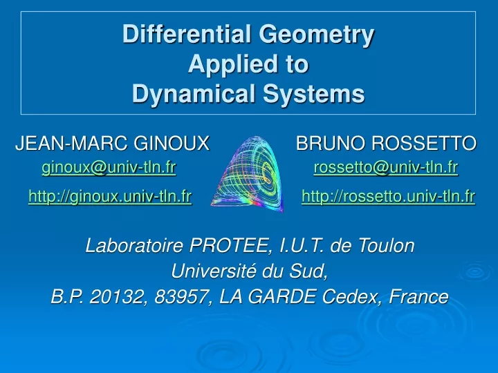 differential geometry applied to dynamical systems