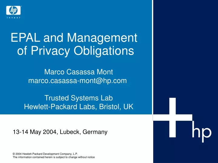 epal and management of privacy obligations