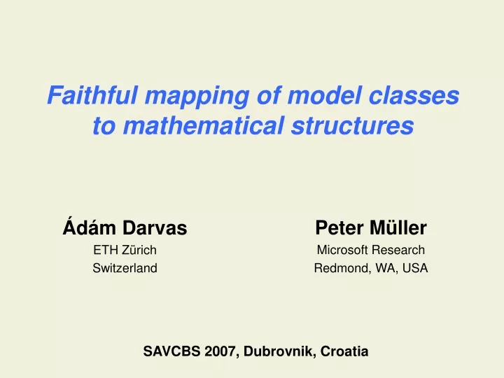 faithful mapping of model classes to mathematical