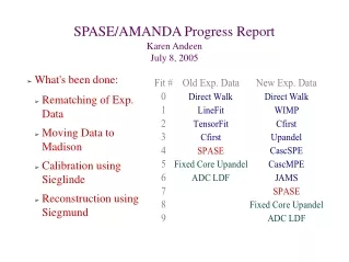 SPASE/AMANDA Progress Report Karen Andeen July 8, 2005