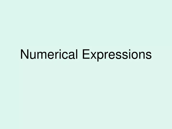 numerical expressions