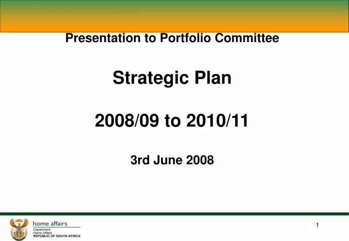 presentation to portfolio committee strategic