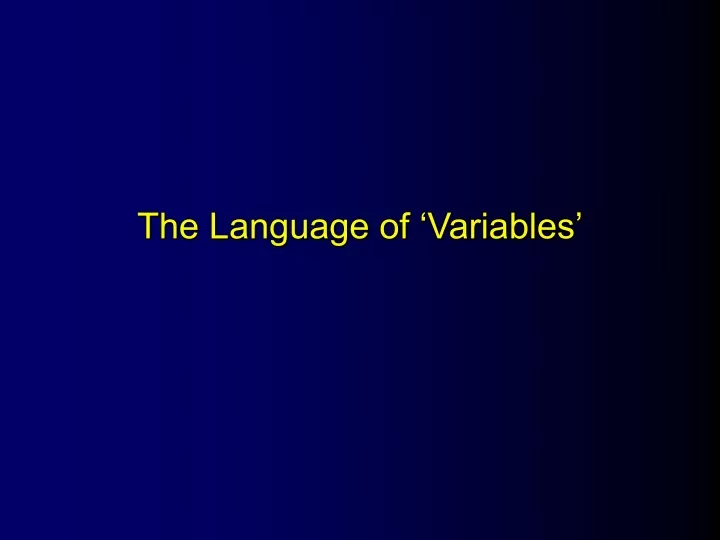 the language of variables