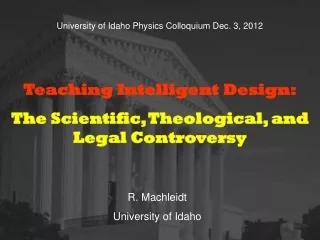 Teaching Intelligent Design: The Scientific, Theological, and Legal Controversy