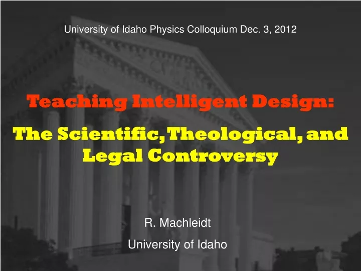 university of idaho physics colloquium dec 3 2012