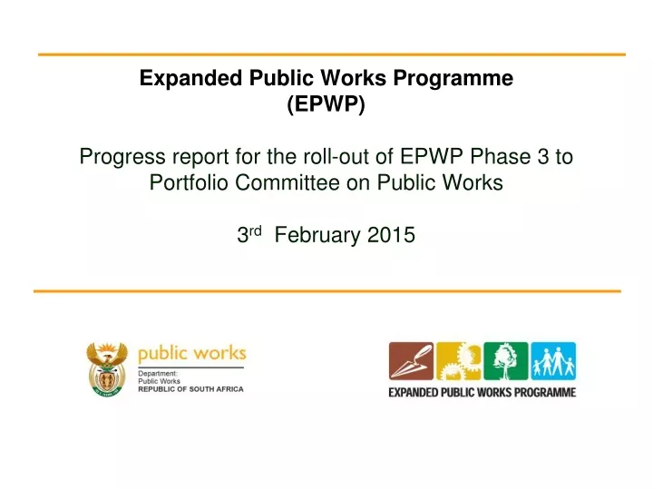 expanded public works programme epwp progress