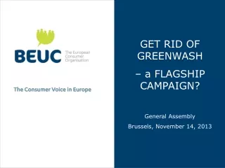 GET RID OF GREENWASH  – a FLAGSHIP CAMPAIGN? General Assembly Brussels, November 14, 2013