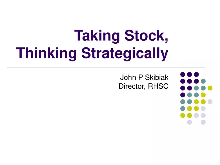 taking stock thinking strategically