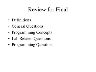 Review for Final