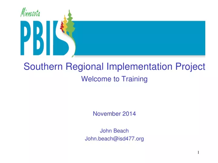 southern regional implementation project welcome