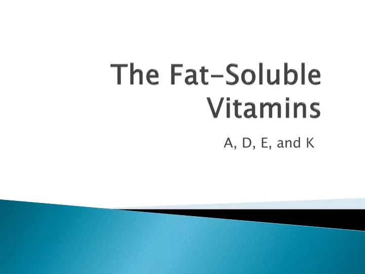 the fat soluble vitamins