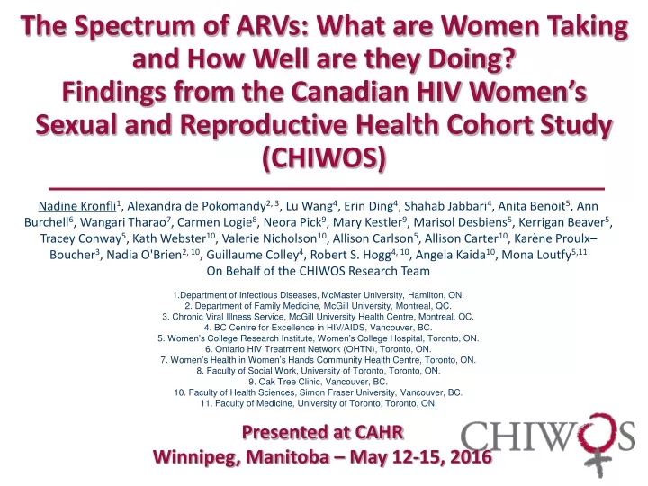 the spectrum of arvs what are women taking