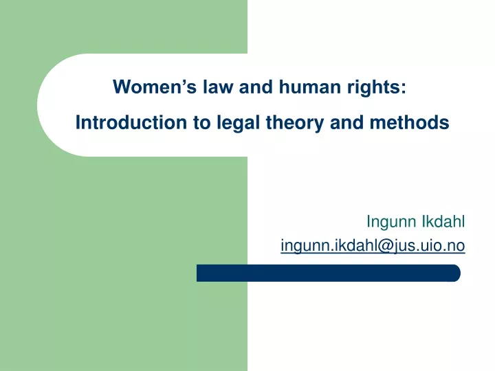 women s law and human rights introduction to legal theory and methods