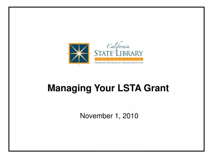 managing your lsta grant