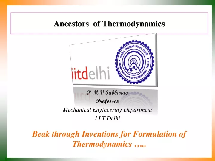 ancestors of thermodynamics