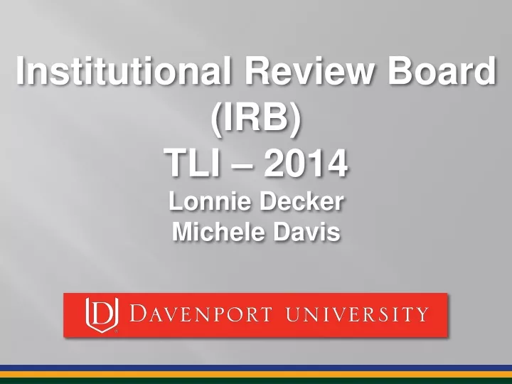 institutional review board irb tli 2014 lonnie