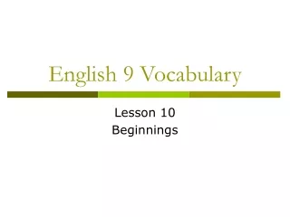 English 9 Vocabulary