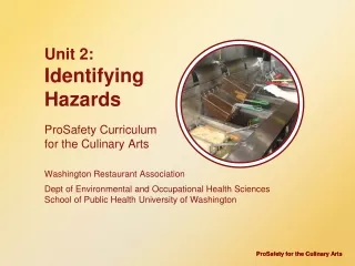 Unit 2:  Identifying  Hazards ProSafety  Curriculum  for the Culinary Arts