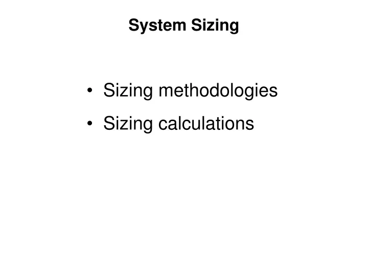 system sizing