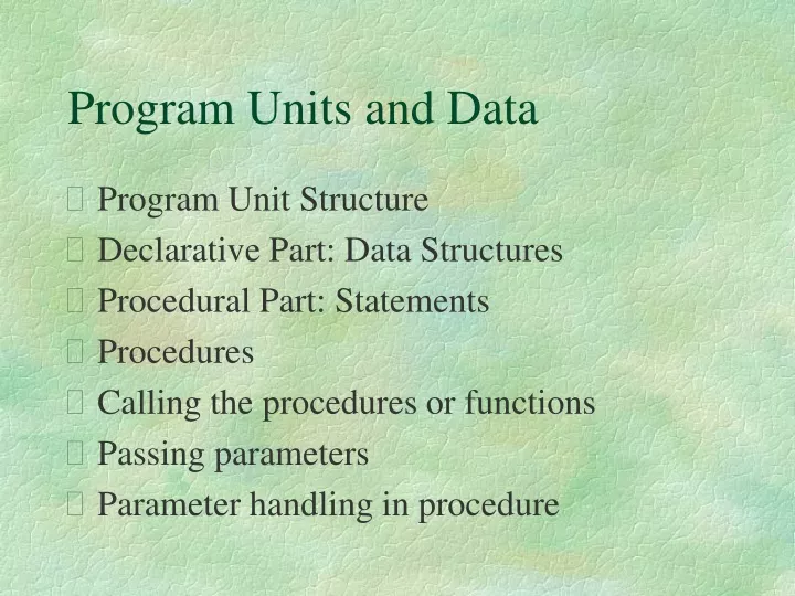 program units and data