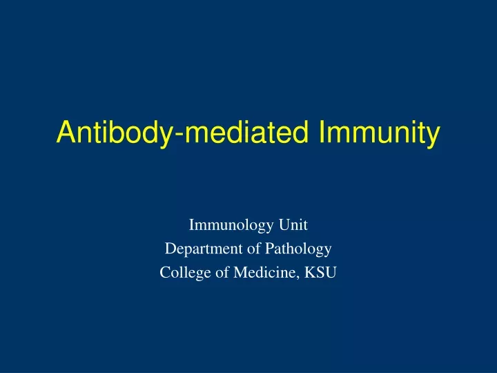 antibody mediated immunity