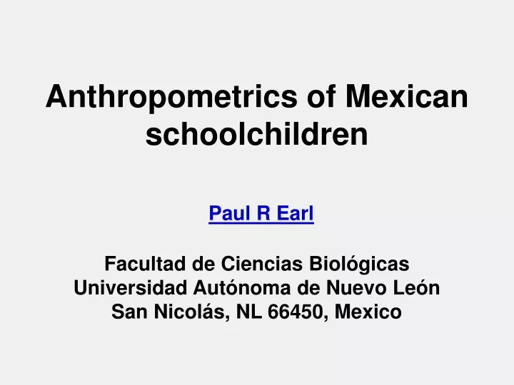 anthropometrics of mexican schoolchildren paul