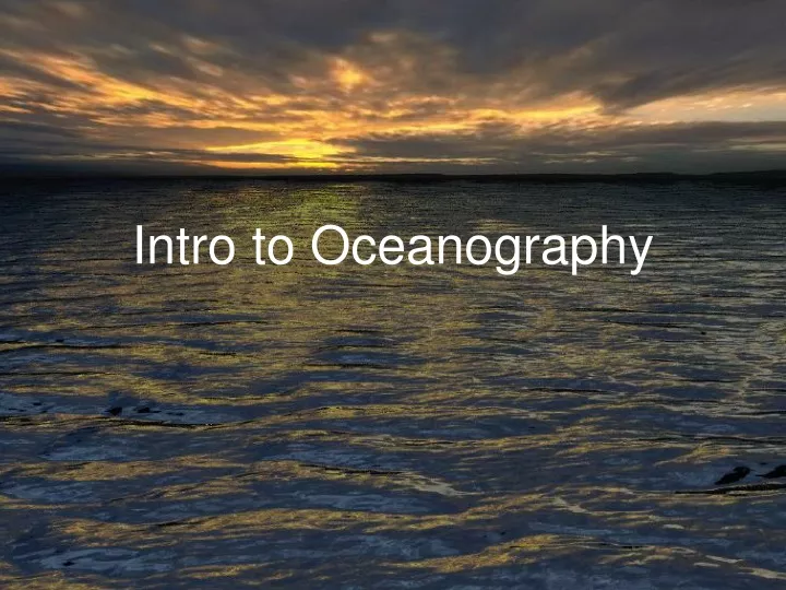 intro to oceanography