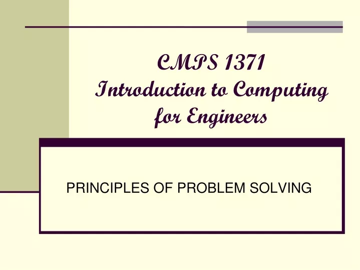 principles of problem solving